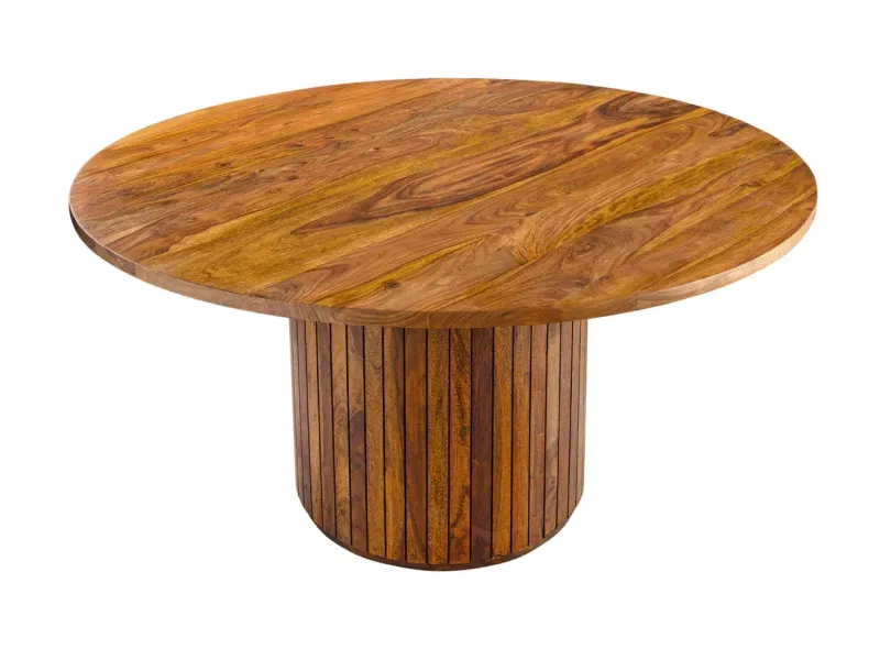 Table ronde bois sheesham Ø120 cm – table à manger ronde petit espace