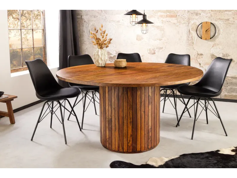 Table ronde bois sheesham Ø120 cm – table à manger ronde petit espace