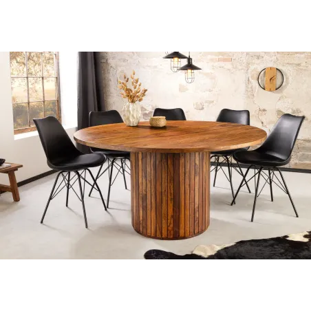 Table ronde bois sheesham Ø120 cm – table à manger ronde petit espace