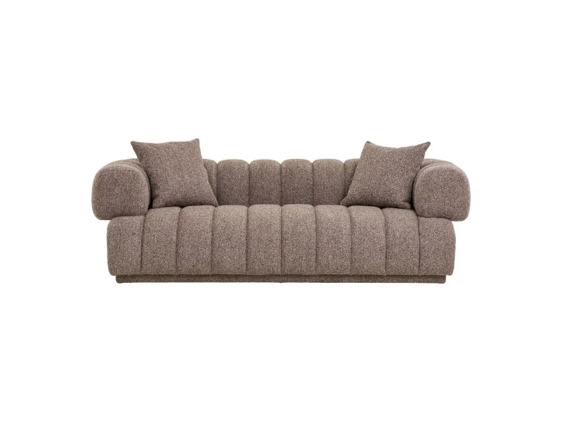 Canapé droit AURORA 226 cm marron – 2 coussins confortables