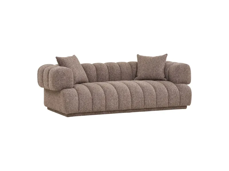 Canapé droit AURORA 226 cm marron – 2 coussins confortables