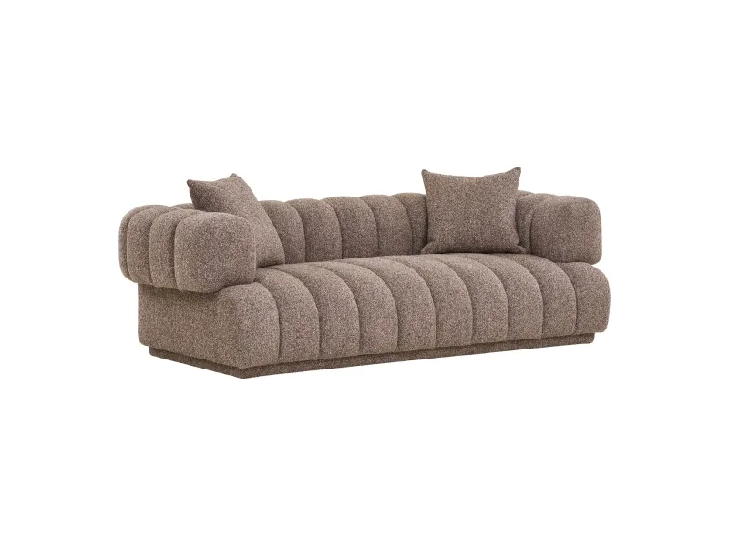 Canapé droit AURORA 226 cm marron – 2 coussins confortables