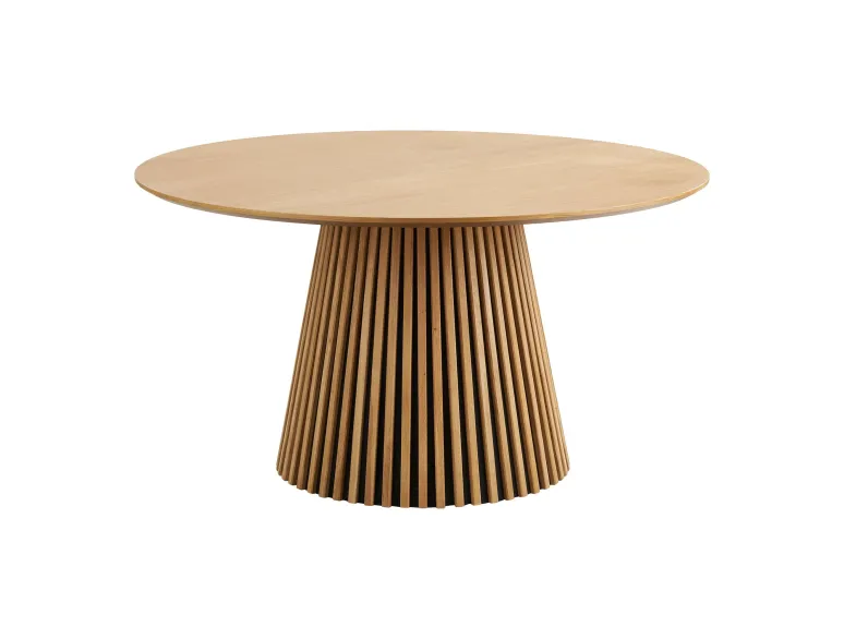 Table à manger ronde OSAKA 140 cm en placage chêne naturel – Moderne et conviviale