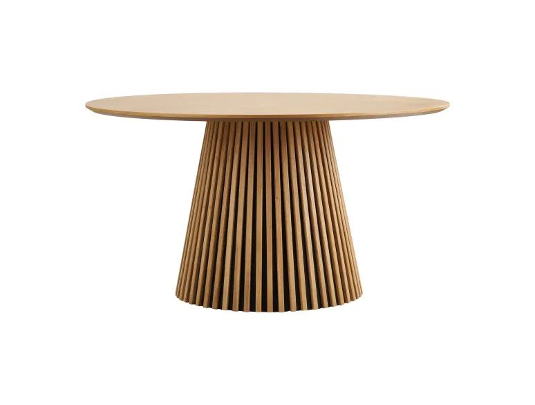 Table à manger ronde OSAKA 140 cm en placage chêne naturel – Moderne et conviviale