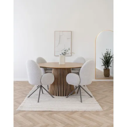 Table à manger ronde en placage chêne moderne 140 cm – OSAKA