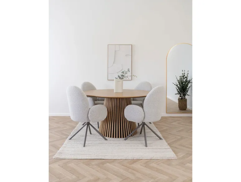 Table à manger ronde en placage chêne moderne 140 cm – OSAKA