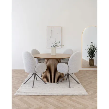 Table à manger ronde en placage chêne moderne 140 cm – OSAKA