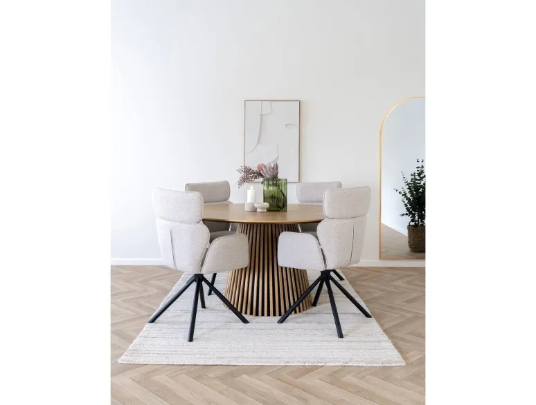 Table à manger ronde OSAKA 140 cm en placage chêne naturel – Moderne et conviviale