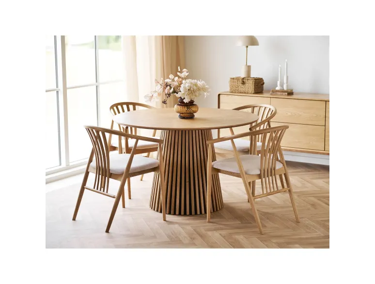 Table à manger ronde OSAKA Ø120 cm en placage chêne naturel