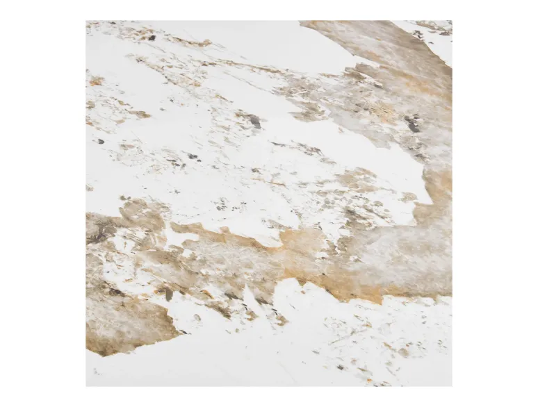 Table à manger ronde ATHÈNES Ø140 cm en céramique blanche et bois brun