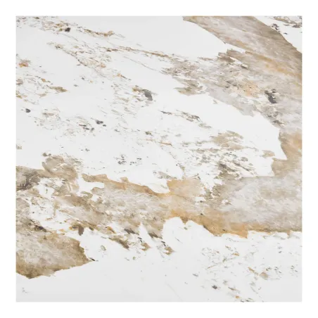 Table à manger ronde ATHÈNES Ø140 cm en céramique blanche et bois brun