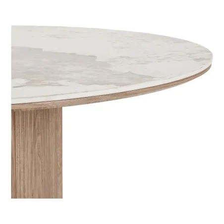Table à manger ovale ATHÈNES 210 cm en céramique blanche et bois brun