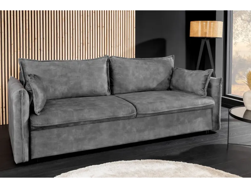 Canapé convertible 3 places velours avec rangement – canapé lit design | Decozzia