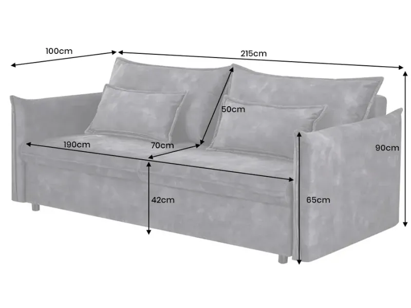 Canapé convertible 3 places velours avec rangement – canapé lit design | Decozzia