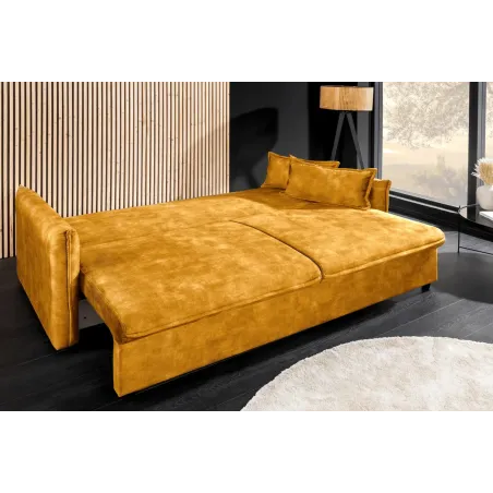 Canapé convertible 3 places velours avec rangement – canapé lit design | Decozzia