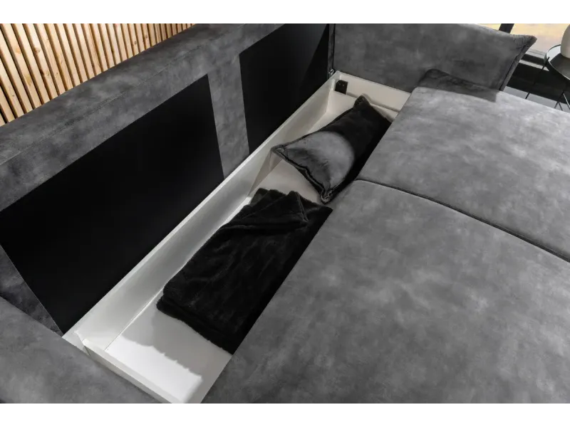 Canapé convertible 3 places velours avec rangement – canapé lit design | Decozzia