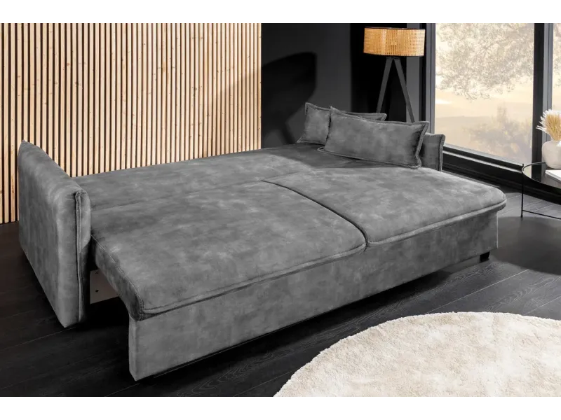 Canapé convertible 3 places velours avec rangement – canapé lit design | Decozzia