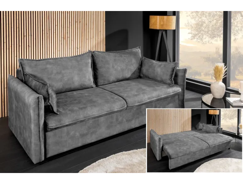Canapé-lit velours moderne 3 places 215 cm | Decozzia