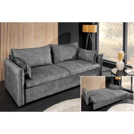 Canapé convertible 3 places velours avec rangement – canapé lit design | Decozzia