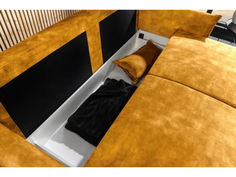 Canapé convertible 3 places velours avec rangement – canapé lit design | Decozzia