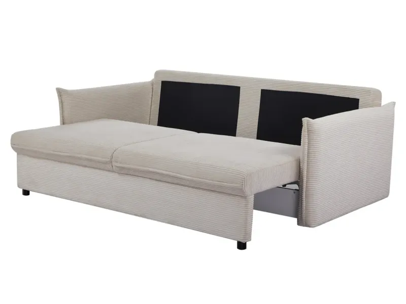 Canapé convertible 3 places beige avec rangement – canapé lit moderne | Decozzia