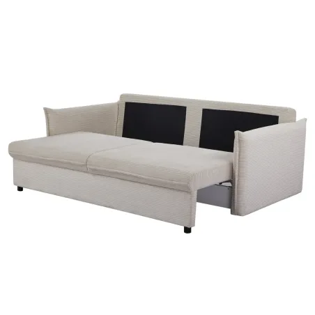 Canapé convertible 3 places beige avec rangement – canapé lit moderne | Decozzia