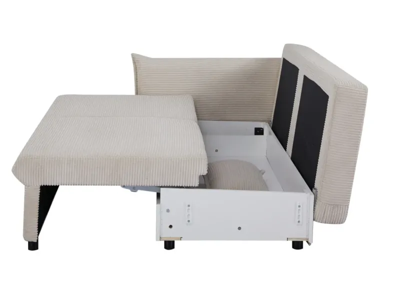 Canapé convertible 3 places beige avec rangement – canapé lit moderne | Decozzia