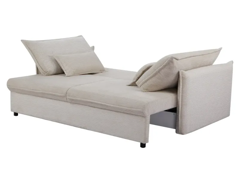 Canapé convertible 3 places beige avec rangement – canapé lit moderne | Decozzia
