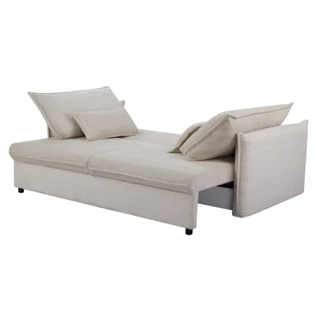 Canapé convertible 3 places beige avec rangement – canapé lit moderne | Decozzia