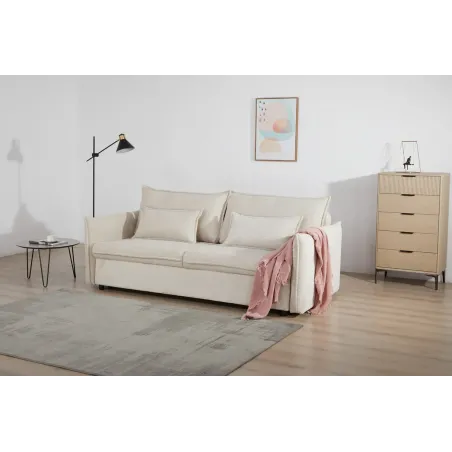 Canapé-lit en velours côtelé moderne 3 places 215 cm