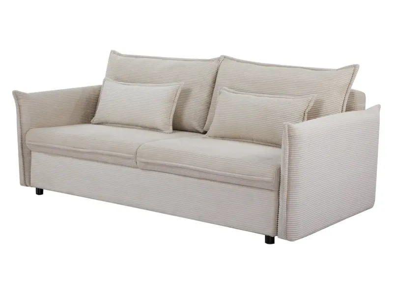 Canapé convertible 3 places beige avec rangement – canapé lit moderne | Decozzia