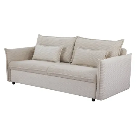 Canapé convertible 3 places beige avec rangement – canapé lit moderne | Decozzia