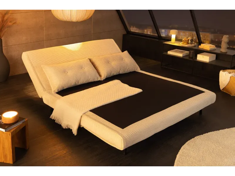 Fauteuil-lit velours côtelé multifonction 140 cm | Decozzia
