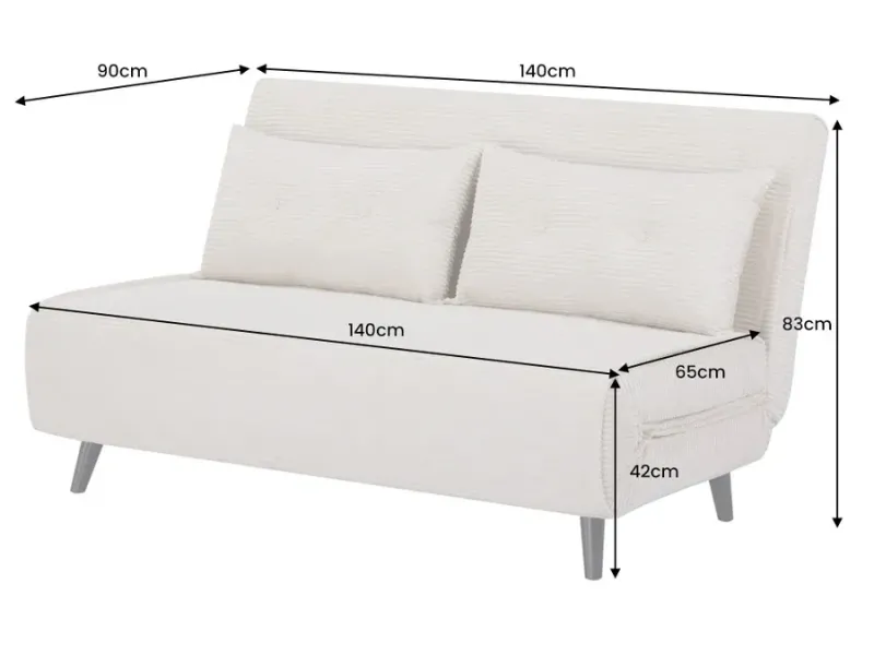 Fauteuil-lit velours côtelé multifonction 140 cm | Decozzia