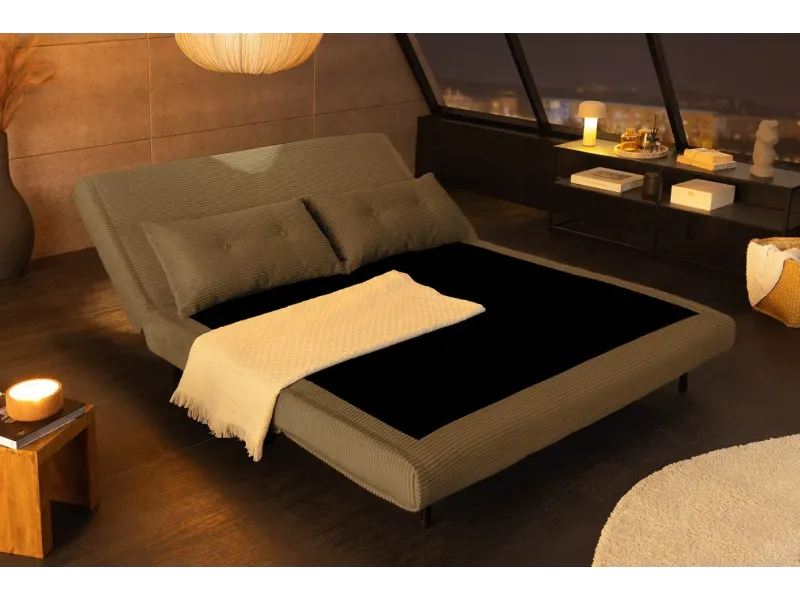 Fauteuil-lit velours côtelé multifonction 140 cm | Decozzia