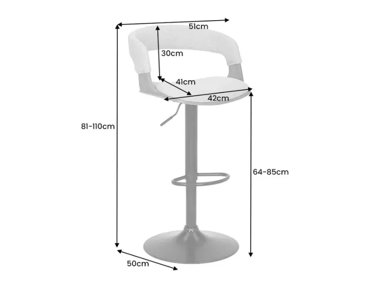 Tabouret de bar pivotant tissu moderne 64–85 cm | Decozzia
