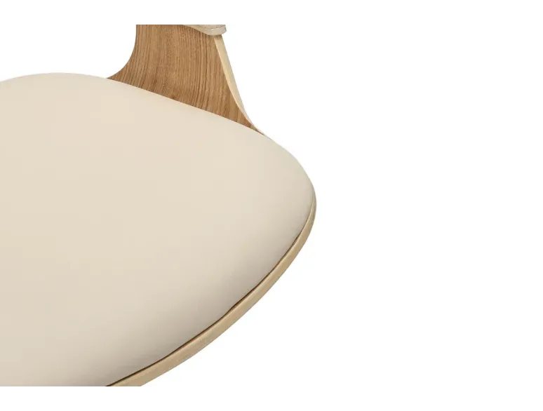 Tabouret de bar MANHATTAN pivotant beige crème et chêne | Decozzia