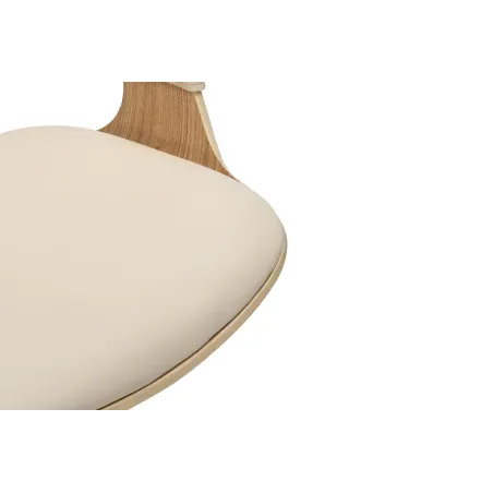 Tabouret de bar MANHATTAN pivotant beige crème et chêne | Decozzia
