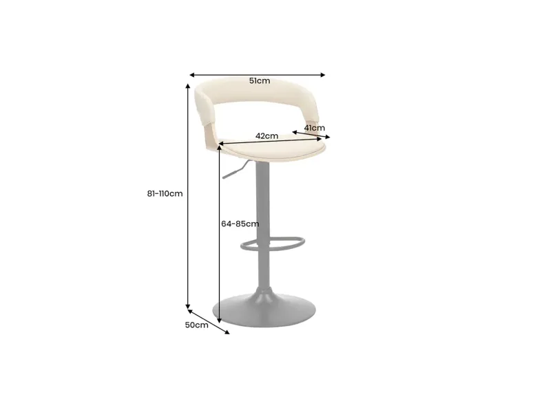 Tabouret de bar MANHATTAN pivotant beige crème et chêne | Decozzia