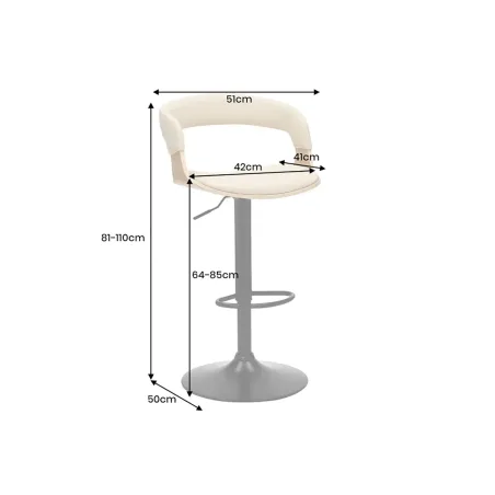 Tabouret de bar MANHATTAN pivotant beige crème et chêne | Decozzia