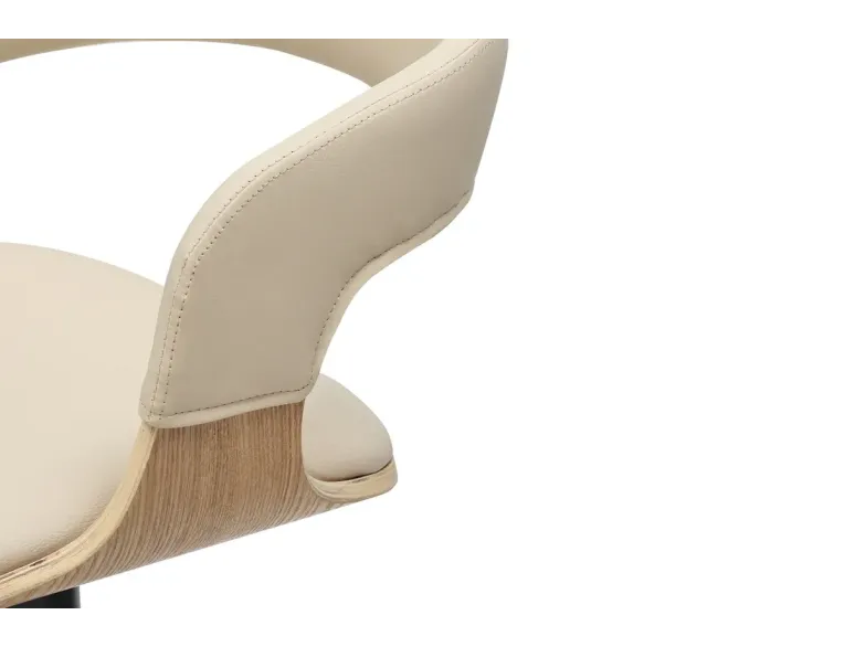 Tabouret de bar MANHATTAN pivotant beige crème et chêne | Decozzia