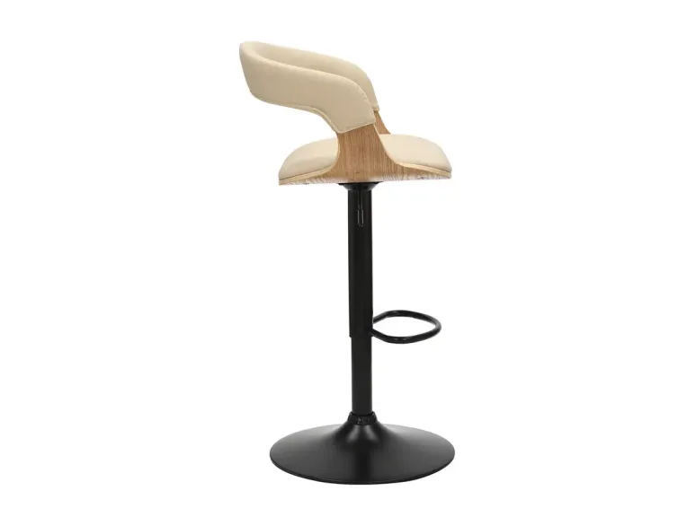 Tabouret de bar MANHATTAN pivotant beige crème et chêne | Decozzia