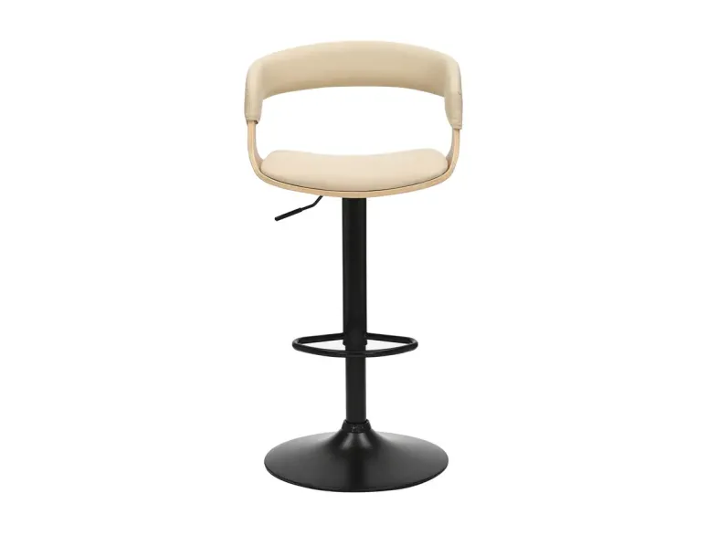 Tabouret de bar MANHATTAN pivotant beige crème et chêne | Decozzia