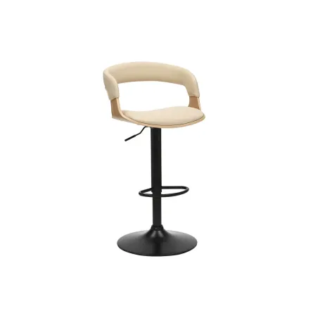 Tabouret de bar MANHATTAN pivotant beige crème et chêne | Decozzia