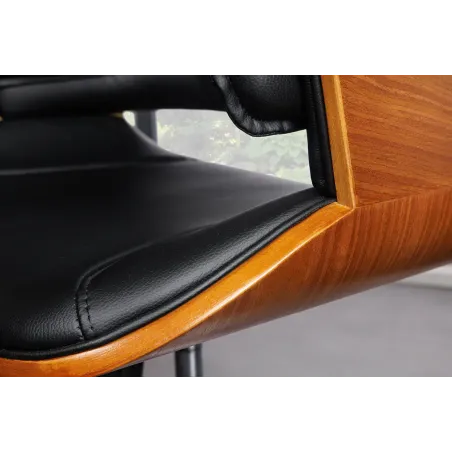 Chaise de bureau pivotante similicuir noir moderne MANHATTAN 44–54 cm