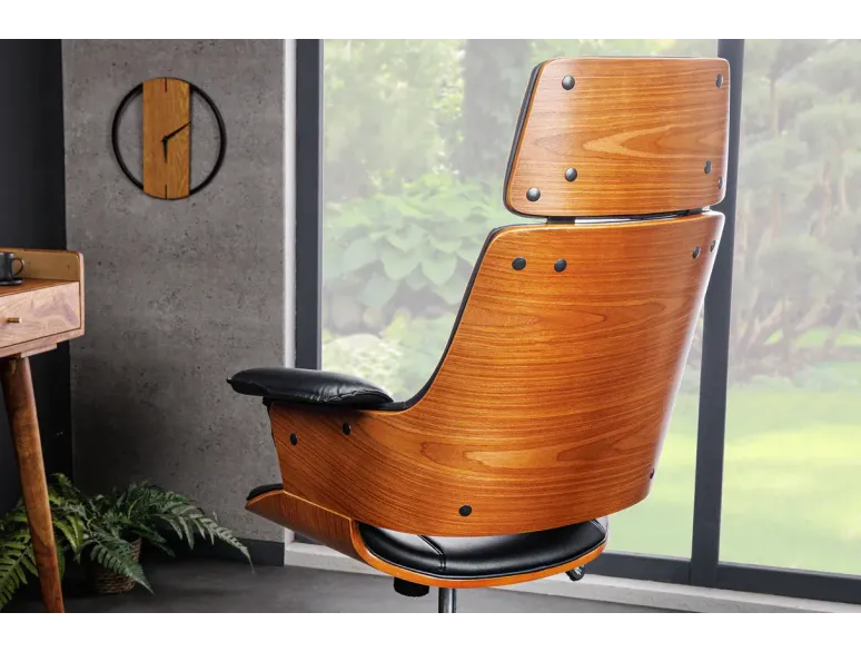 Chaise de bureau pivotante similicuir noir moderne MANHATTAN 44–54 cm