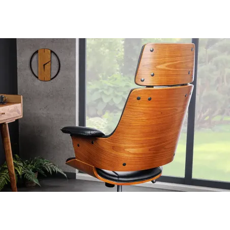 Chaise de bureau pivotante similicuir noir moderne MANHATTAN 44–54 cm