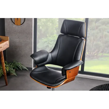 Chaise de bureau pivotante similicuir noir moderne MANHATTAN 44–54 cm 2