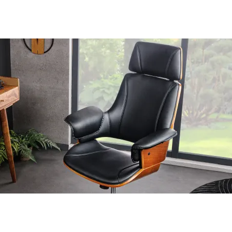 Chaise de bureau pivotante similicuir noir moderne MANHATTAN 44–54 cm
