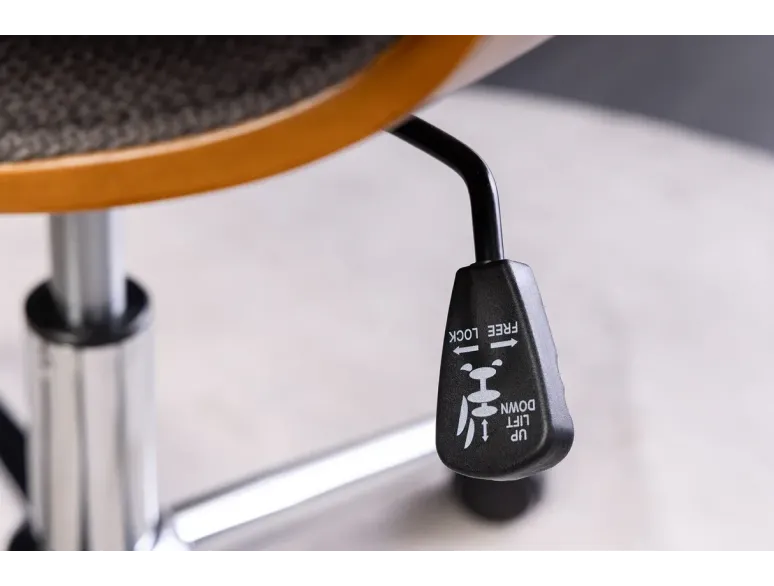 Chaise de bureau MANHATTAN pivotante en tissu gris et bois de noyer 44–54 cm